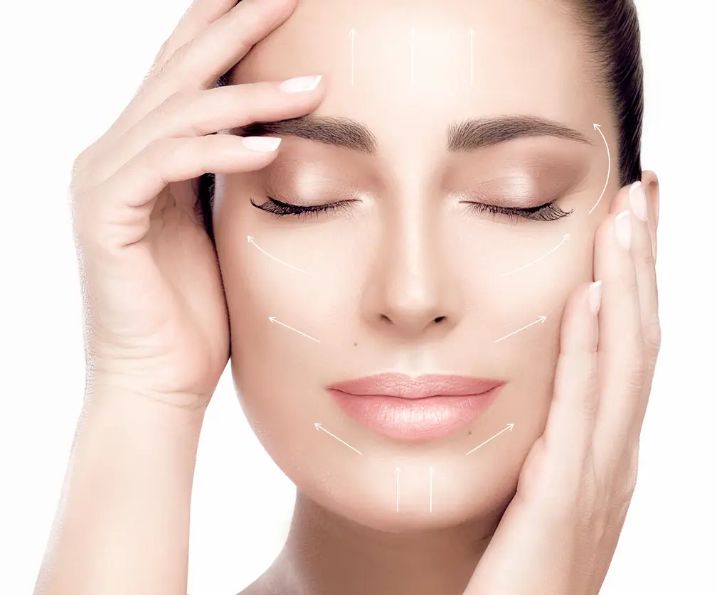 THESERA L kezelés irányvonalai szép női arcon